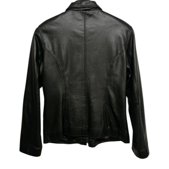 Vintage Carlo Amboldi Shafmaster Leather Co Womens M Black Leather Biker Jacket - Picture 5 of 11